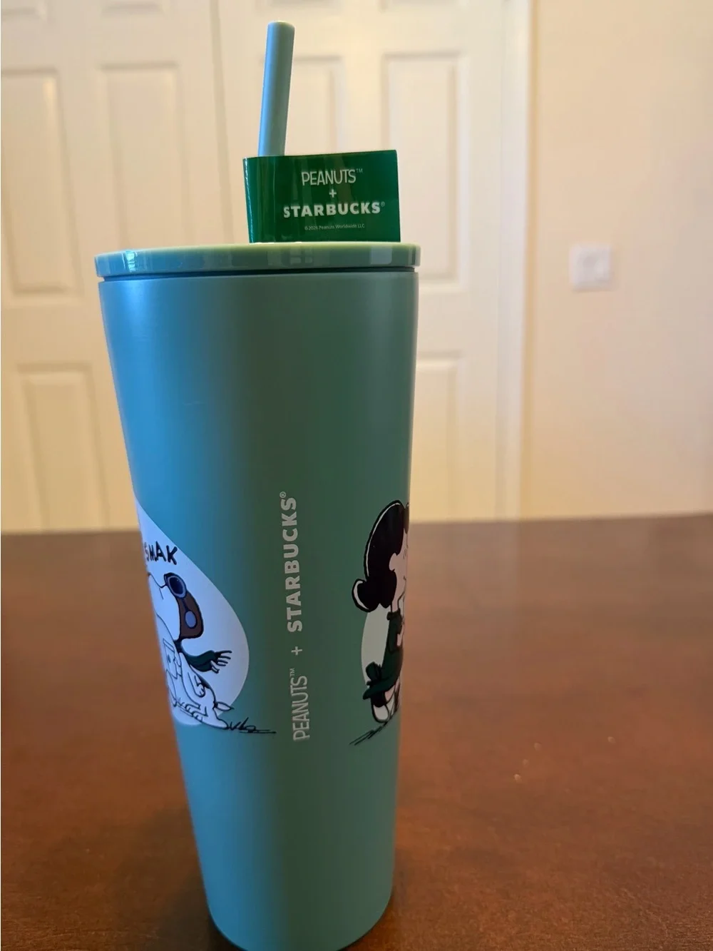 Starbucks Peanuts 2026 Special Edition Green Stainless Steel Tumbler w Straw NWT